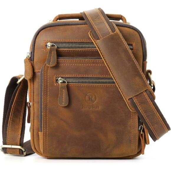 Small Leather Mens Purse Bag, Leather Man Purse Man Bag Messenger Bag for Men